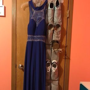 Blue long prom dress